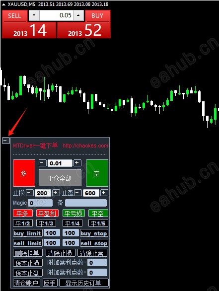点击减号隐藏面板