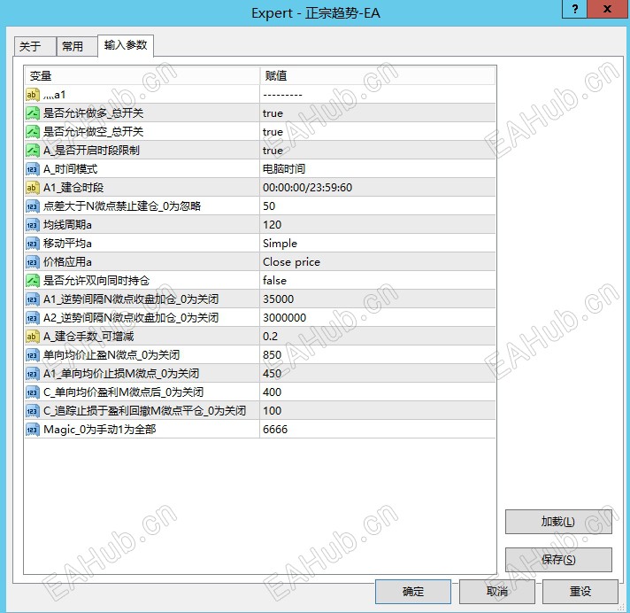 正宗趋势黄金EA参数图.png