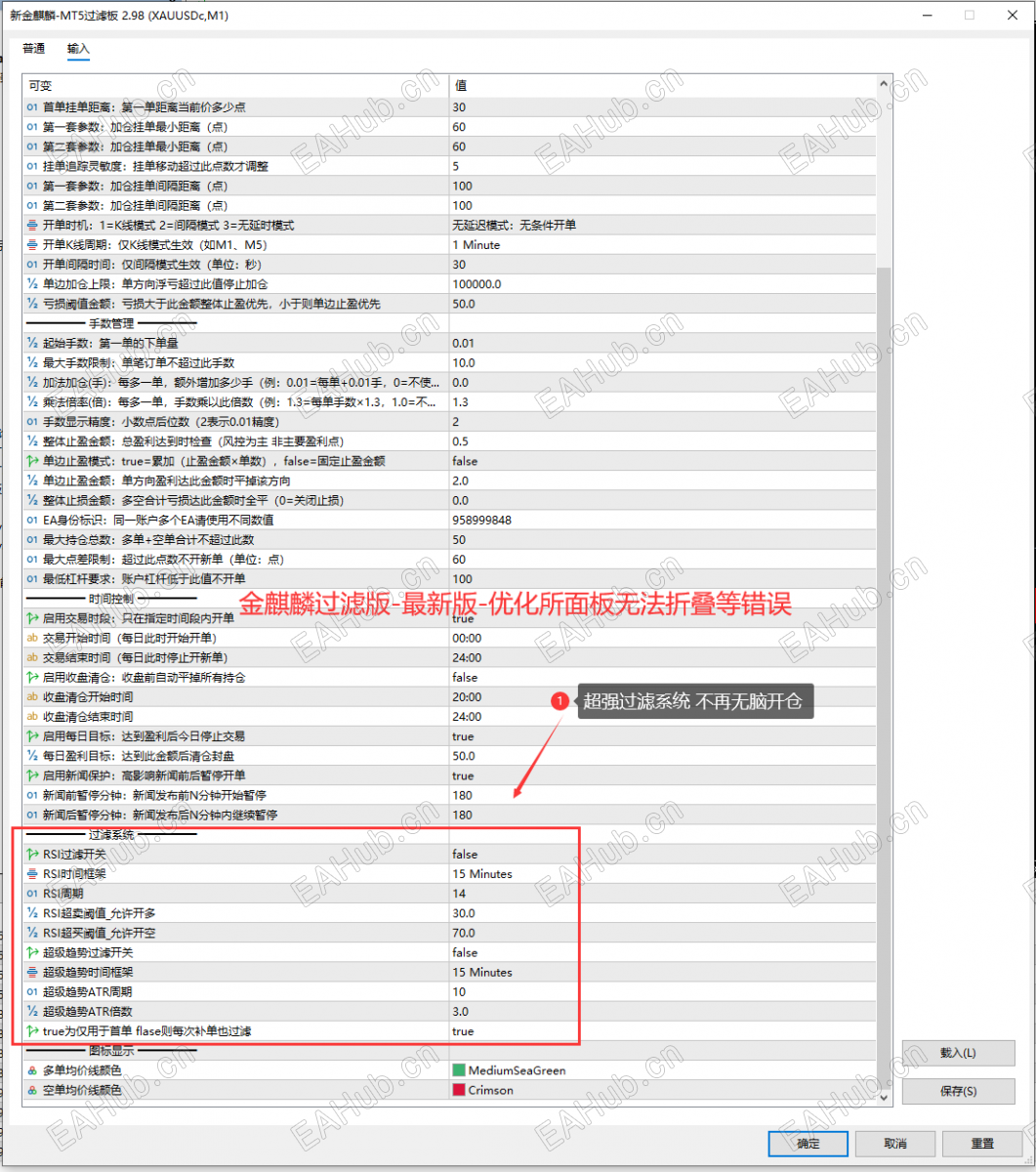 金麒麟过滤版MT5参数