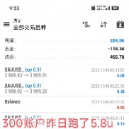 10.6号战绩分享，
20000u账号昨天跑了587u，日化在2.9%
300u账号昨日跑了5.8u，-EAHub外汇论坛