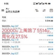 10.13-10.17一周战绩分享
20000u上周跑了5514u周化在27.5%
300u（14号到17号)跑-EAHub外汇论坛