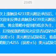 黄金策略提示4258美元附近尝试空，也是本周最后一次操作，现报4240美元附近提示-EAHub外汇论坛