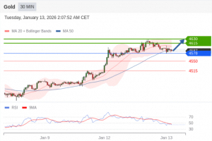 1月13日交易策略：
日内: 谨慎操作。
交易策略
在 4578 之上，看涨，目标价位为-EAHub外汇论坛