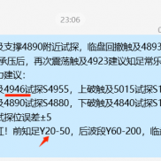 提前建议反弹触及阻力4946附近试探，临盘反弹触及4948承压后，震荡回撤触及4922-EAHub外汇论坛
