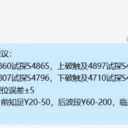 提前建议反弹再次触及阻力4860附近试探，临盘反弹破位S4865。
更新临盘支撑阻力-EAHub外汇论坛