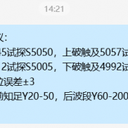 反弹触及5045试探S5050，反弹触及5054试探，现报5040提示建议稳健入袋。
更新临-EAHub外汇论坛