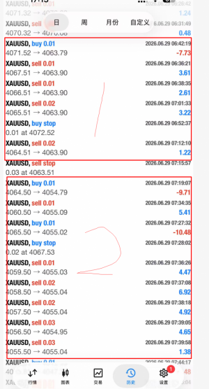各位大神可以看一下，这是2轮成功的撤退，挂了4071.52多   挂了4067.5空，因为黄-EAHub外汇论坛
