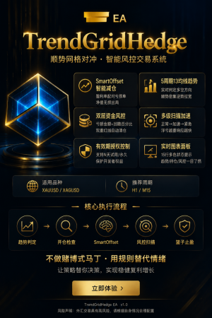 有兴趣来了解下喔
本EA专为黄金波动品种设计，核心理念：顺势加仓获利、逆势网格-EAHub外汇论坛