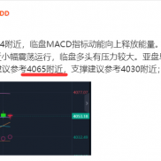 8.4亚盘早间现货黄金于4053附近震荡，致清提示上涨触及4065附近↓，临盘上涨最高-EAHub外汇论坛